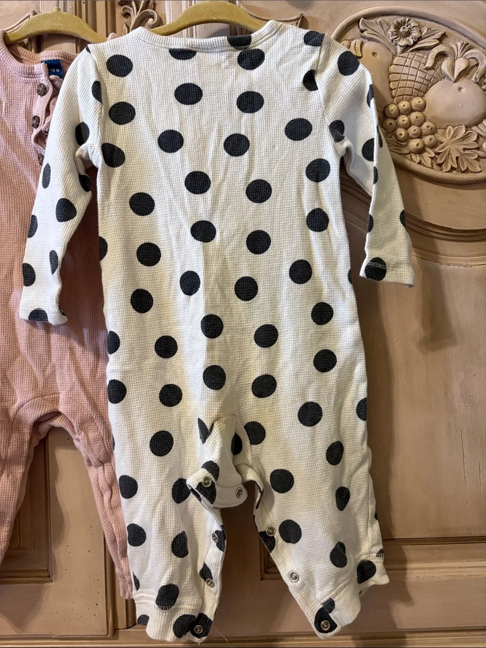 Old Navy White One-Piece with Black Polka Dots & Pink One-Piece Set